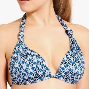 Athleta Aqualuxe print halter bikini top size medium NWT